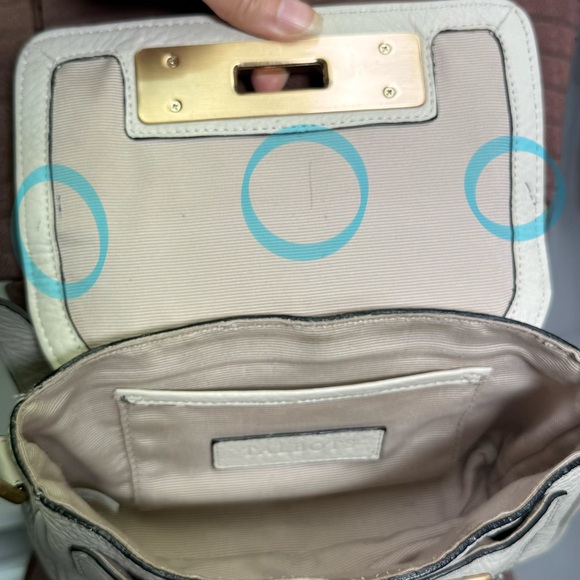 Talbots Cream Pebbled Leather Turn Lock Baguette Shoulder Bag - Picture 16 of 16